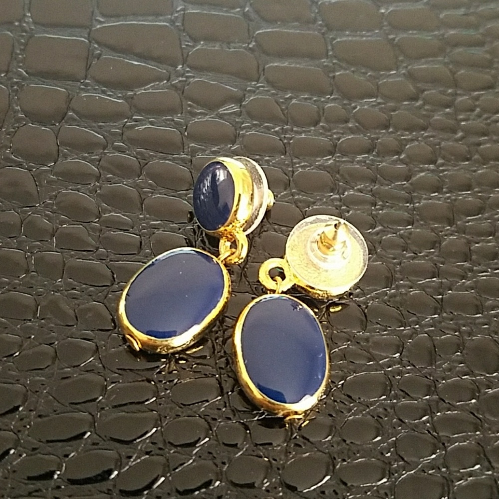 Navy drop earrings